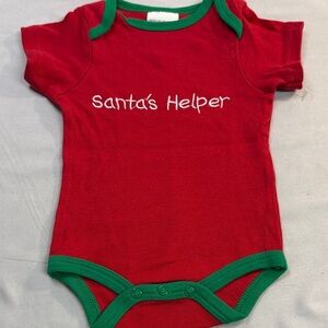 Santa's Helper - Short Sleeve Red and Green Baby Onesie Top/Shirt